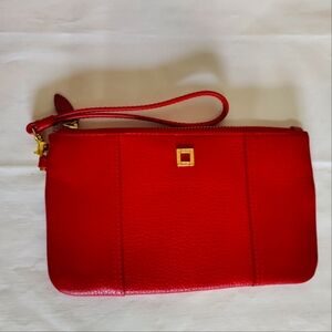 LODIS RED PEBBLED LEATHER WRISTLET WALLET